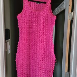 Chic Me Pink Textured Midi Dress